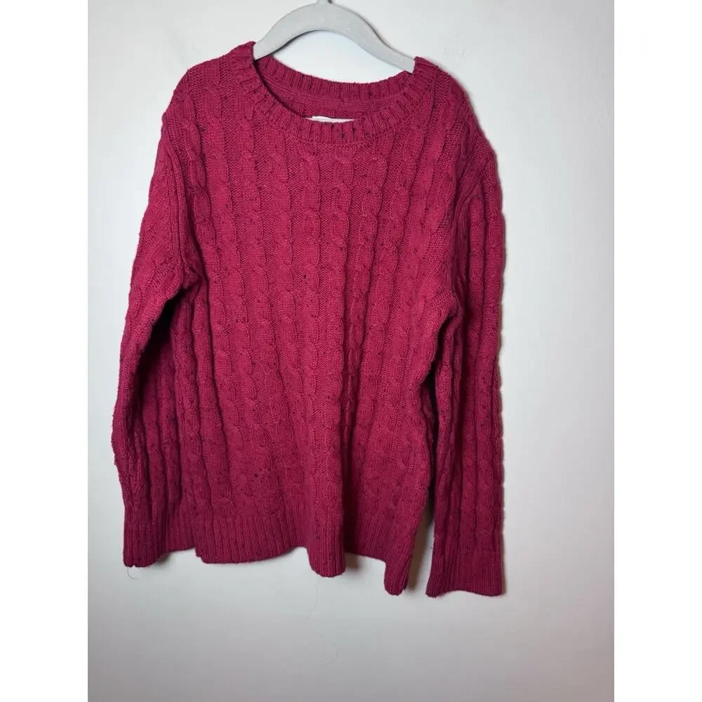 Gymboree Kids Crewneck Cable Knit Red Sweater Sz 7-8